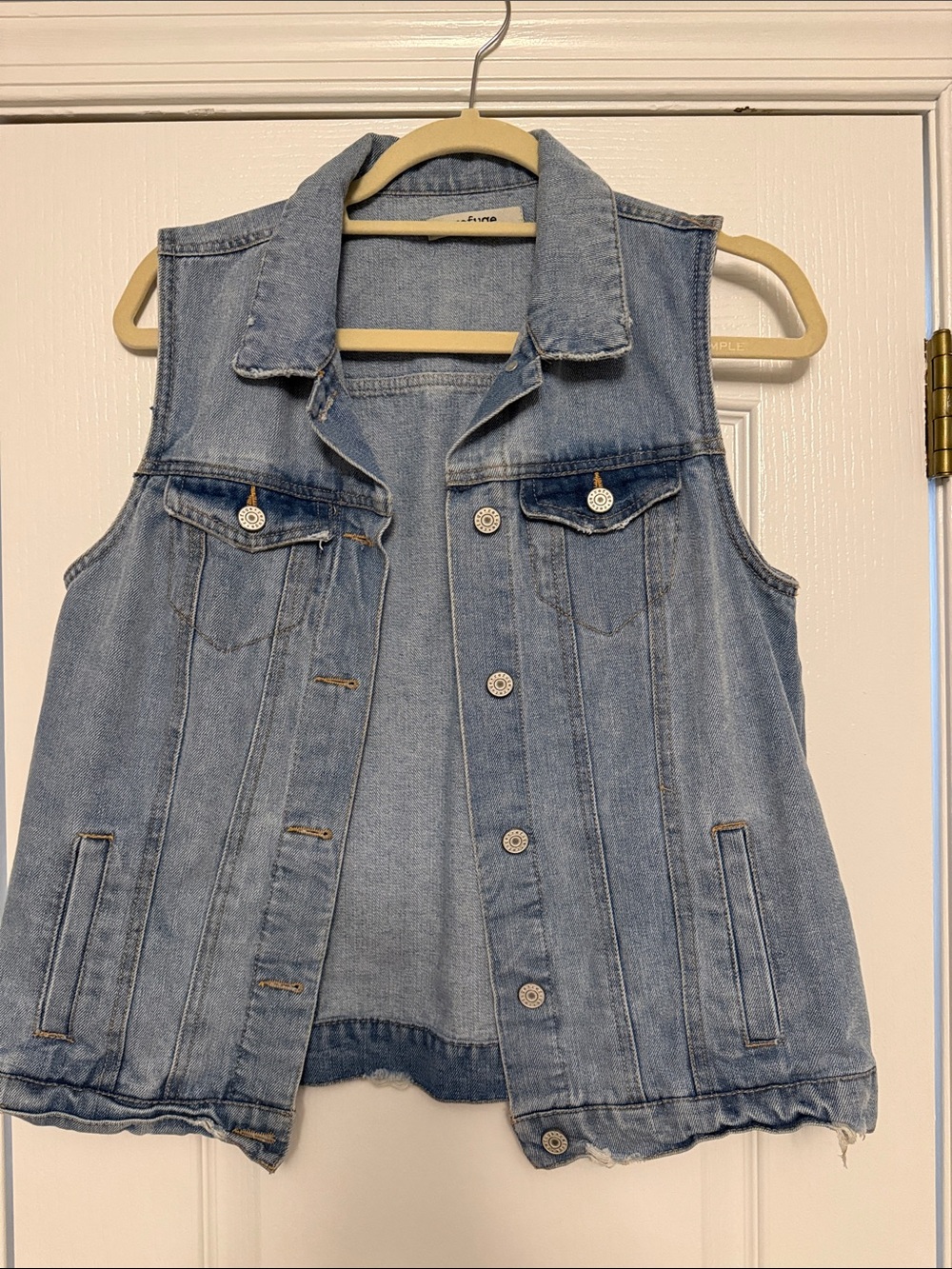 refuge Light Blue Denim Sleeveless Jacket Vest